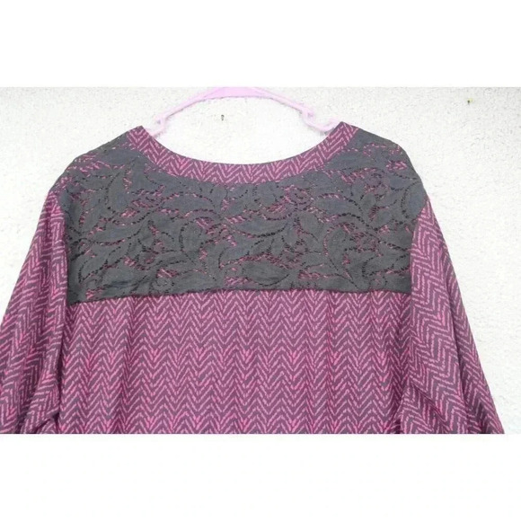 Catherine's Purple and Black Tunic-3/4 Sleeves-Size 2X-Lace-Herringbone - Picture 10 of 11